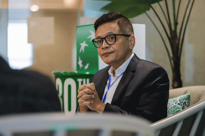 Presiden Direktur BNP Paribas Asset Management (AM) Priyo Santoso saat sesi wawancara khusus dengan IDX Channel di kantor BNP Paribas AM.