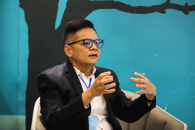 Presiden Direktur BNP Paribas Asset Management (AM) Priyo Santoso saat sesi wawancara khusus dengan IDX Channel di kantor BNP Paribas AM.
