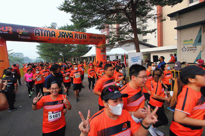 Atmajaya Run di Kampus Unika Atmajaya Kampus III BSD, Serpong, Tangerang, Minggu (31/7/2022).