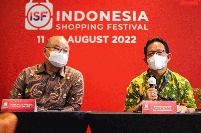 Konferensi pers Indonesia Shopping Festival 2022 di Jakarta, Rabu (3/8/2022).