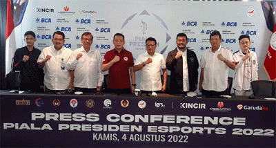 Press conference Piala Presiden Esport 2022 di Jakarta, Kamis (4/8/2022).