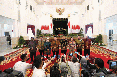 Presiden Joko Widodo melakukan pertemuan dengan para pimpinan lembaga negara di Istana Negara, Jakarta, Jumat (12/8/2022).