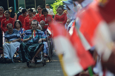 HUT ke-77 Kemerdekaan Republik Indonesia di Panti Werda Pengayoman Jalan Singosari Timur 2 Semarang, Semarang, Jawa Tengah, Rabu (17/8/2022).