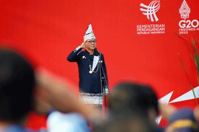 Menteri Perdagangan Zulkifli Hasan menghadiri upacara HUT ke 77 Kemerdekaan Republik Indonesia di Istana Negara, Jakarta, Rabu (17/8/2022).