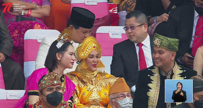 Ketua Umum DPP Partai Persatuan Indonesia (Perindo) Hary Tanoesoedibjo dan Menteri Pertahanan Prabowo Subianto saat menghadiri Hari Ulang Tahun ke-77.