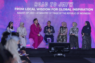 Roadshow Jakarta Muslim Fashion Week (JMFW) 2024 di Auditorium Kementerian Perdagangan, Jakarta Pusat, Rabu (23/8/2022).