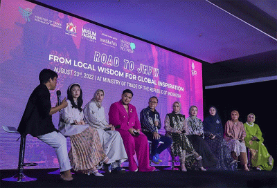 Roadshow Jakarta Muslim Fashion Week (JMFW) 2024 di Auditorium Kementerian Perdagangan, Jakarta Pusat, Rabu (23/8/2022).