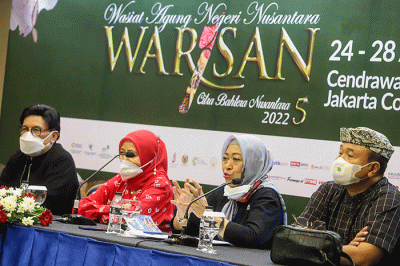 Pameran Warisan yang mengusung tema Batik Sekar Jagad di Jakarta, Selasa (23/8/2022).