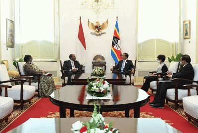 Presiden Joko Widodo menerima kunjungan Raja Eswatini, Raja Mswati III, di Istana Merdeka, Jakarta, Rabu (24/8/2022).