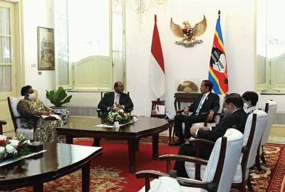 Presiden Joko Widodo menerima kunjungan Raja Eswatini, Raja Mswati III, di Istana Merdeka, Jakarta, Rabu (24/8/2022).