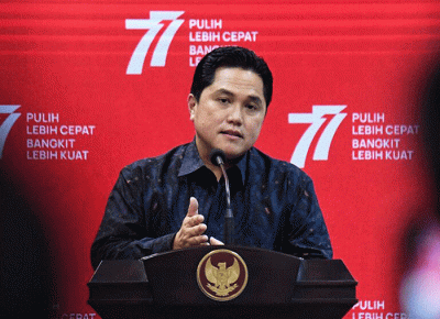 Keterangan pers Menteri BUMN Erick Thohir di Kantor Presiden, Jakarta, Rabu (24/8/2022).