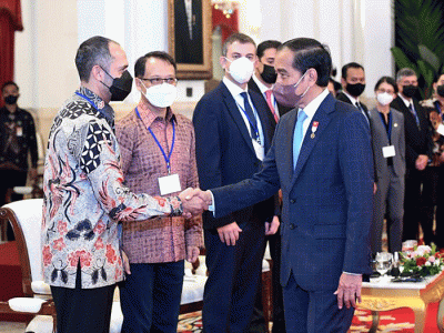 Presiden Joko Widodo menerima delegasi dari Dewan Bisnis AS-ASEAN atau US-ASEAN Business Council di Istana Negara, Jakarta, Rabu (24/8/2022).