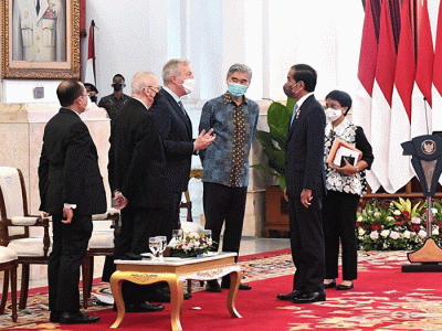 Presiden Joko Widodo menerima delegasi dari Dewan Bisnis AS-ASEAN atau US-ASEAN Business Council di Istana Negara, Jakarta, Rabu (24/8/2022).