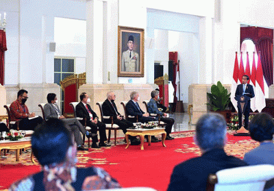 Presiden Joko Widodo menerima delegasi dari Dewan Bisnis AS-ASEAN atau US-ASEAN Business Council di Istana Negara, Jakarta, Rabu (24/8/2022).