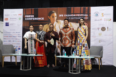 Konferensi pers Opening JF3 Fashion Festival di Summarecon Kelapa Gading, Jakarta, Kamis (1/9/2022).