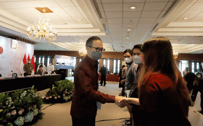 Konferensi pers Rapat Dewan Komisioner OJK di Jakarta, Senin (5/9/2022).