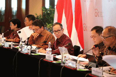 Konferensi pers Rapat Dewan Komisioner OJK di Jakarta, Senin (5/9/2022).