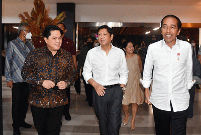 Presiden Joko Widodo mengajak Presiden Ferdinand Romualdez Marcos Jr. dan Ibu Louise Araneta Marcos mengunjungi Gedung Sarinah, Jakarta, Senin (5/9/2022).