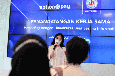 Penandatanganan kerja sama MotionPay dengan Universitas Bina Sarana Informatika (BSI) di Jakarta, Rabu (7/9/2022).