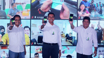 Kampanye kemudahan mendaftarkan pekerja informal (Bukan Penerima Upah) melalui aplikasi Jamsostek Mobile (JMO) di Jakarta.