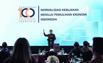 Presiden Joko Widodo secara resmi membuka acara Sarasehan 100 Ekonom Indonesia di Jakarta, Rabu (7/9/2022).