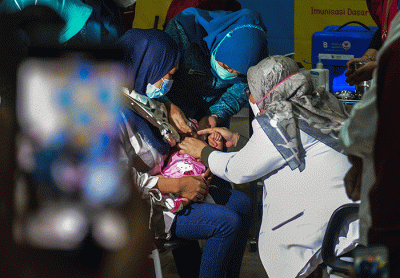 Kementerian Kesehatan RI mencanangkan Imunisasi Pneumococcus Konyugasi (PCV) Tingkat Nasional Tahun 2022 di Puskesmas Talang Jambe, Jalan Pesantren Palembang.