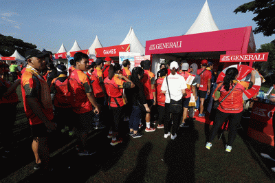 Kegiatan Friendship Run Jakarta, yang merupakan rangkaian kegiatan Road to Borobudur Marathon di Jakarta, Minggu (11/9/2022).