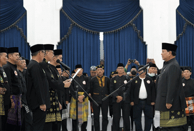 Pelantikan Pengurus Ikatan Pencak Silat Indonesia (IPSI) Provinsi Jawa Barat pada Senin, 12 September 2022 diwarnai aksi berbalas pantun.
