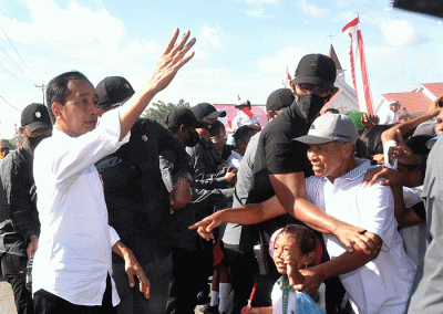 Dalam kunjungan kerjanya di Provinsi Maluku, Presiden Joko Widodo meninjau dan bertemu dengan peternak kerbau di Desa Werwaru, Pulau Moa.