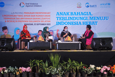 Peluncuran Program SAFE4C (Safe and Friendly Environment For Children) dan OCSEA (Online Child Sexual Exploitation and Abuse (OCSEA) di Makassar.