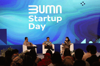 BUMN startup day tahun 2022 di Indonesia Convention Exhibition (ICE) BSD City, Tangerang, Senin (26/9/2022).