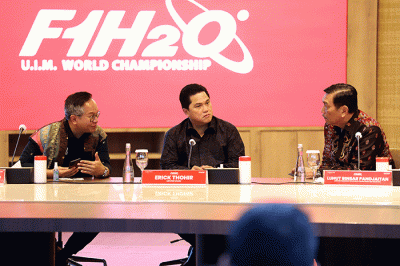 Penandatanganan signing ceremony event Grand Prix UIM F1H20 Championship di Jakarta, Selasa (27/9/2022).