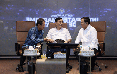 Peluncuran command center atau pusat kontrol untuk pemantauan dan pengawasan terintegrasi kegiatan laut di Kementerian Kelautan dan Perikanan (KKP).