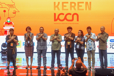 Pembukaan Rakornas Indonesia Creative Cities Network (ICCN), di Gedung iNews, Jakarta, Rabu (28/9/2022).