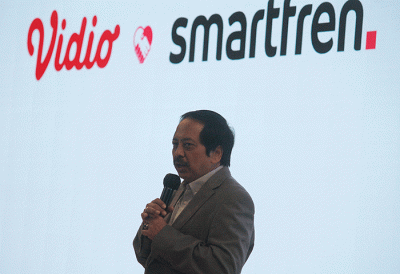 Peluncuran paket hasil kolaborasi antara Smartfren dan Vidio di Jakarta, Selasa (27/9/2022).