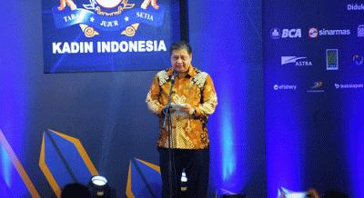 Menteri Koordinator Bidang Perekonomian Airlangga Hartarto saat acara Gerakan Nasional Kemitraan Inklusif Untuk UMKM Naik Kelas, Senin (3/10/2022).