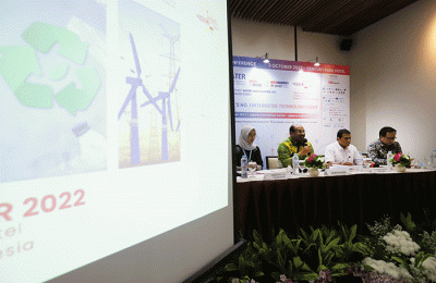 Keterangan pers terkait penyelenggaraan Pameran dan Forum Teknologi Terpadu 2022 di Jakarta, Senin (3/10/2022).