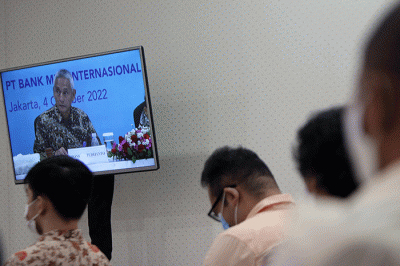Rapat Umum Pemegang Saham Luar Biasa (RUPSLB) PT Bank MNC Internasional Tbk di Jakarta, selasa (4/10/2022).