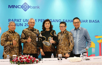 Rapat Umum Pemegang Saham Luar Biasa (RUPSLB) PT Bank MNC Internasional Tbk di Jakarta, selasa (4/10/2022).