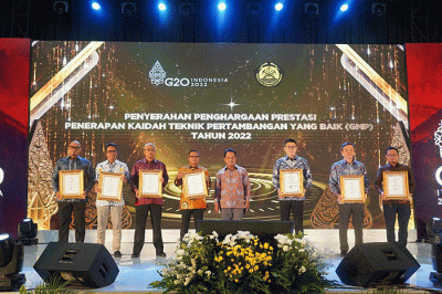 Ajang Prestasi Keberhasilan Penerapan Kaidah Teknik Pertambangan yang Baik (Good Mining Practice/GMP Award) Tahun 2022 di Jakarta.