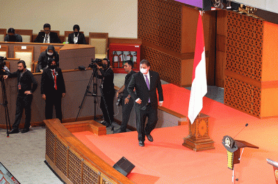 Menko Bidang Perekonomian Airlangga Hartarto menyampaikan pidato dalam Parliamentary Forum in The Context of The G20 Parliamentary Speakers’ Summit (P20).