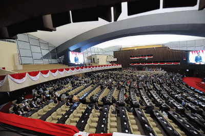 Presiden Joko Widodo menyampaikan pidatonya saat pembukaan the 8th G20 Parliamentary Speakers' Summit (P20) di Gedung Nusantara, Kompleks Parlemen, Senayan.
