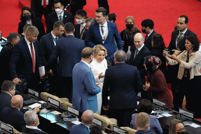 Presiden Joko Widodo menyampaikan pidatonya saat pembukaan the 8th G20 Parliamentary Speakers' Summit (P20) di Gedung Nusantara, Kompleks Parlemen, Senayan.