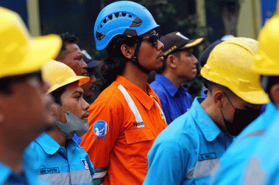 Inspeksi Kesiapan PLN Menghadapi Cuaca Ekstrem di Gedung Pompa Sunter Utara, Jakarta, Jumat (7/10/2022).