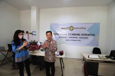 Peresmian kantor cabang MNC Sekuritas Fatmawati, Jakarta Selatan, Senin (10/10/2022).