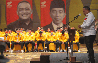Kepala BP2MI Benny Rhamdani memberikan paparannya saat pelepasan Pekerja Migran Indonesia (PMI) Program Government to Government (G to G) Korea Selatan.