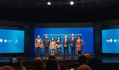 Kuliah umum serta meet and greet para mahasiswa baru MNC University dengan Macquarie University Representatives di MNC Conference Hall, iNews Tower.