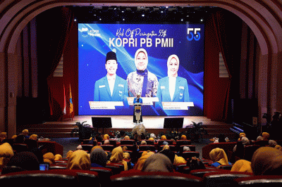 Harlah yang ke-55 tahun, Korps PMII Puteri (KOPRI) Pengurus Besar Pergerakan Mahasiswa Islam Indonesia (PB PMII), di Gedung Perpustakaan Nasional Jakarta.
