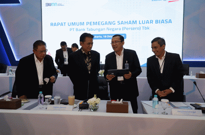 Rapat Umum Pemegang Saham Luar Biasa (RUPSB) Bank BTN di Jakarta, Selasa (18/10/2022).