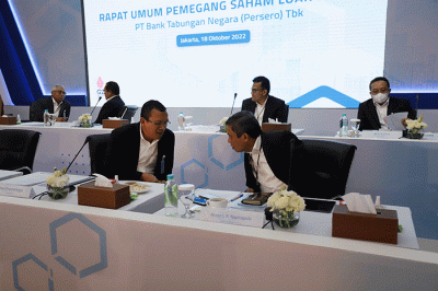 Rapat Umum Pemegang Saham Luar Biasa (RUPSB) Bank BTN di Jakarta, Selasa (18/10/2022).